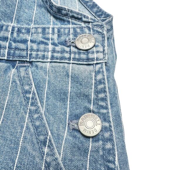 Madewell | Women | Pinyon Pinstripe Denim Short Overall Shortalls | Size XS - Picture 10 of 12
